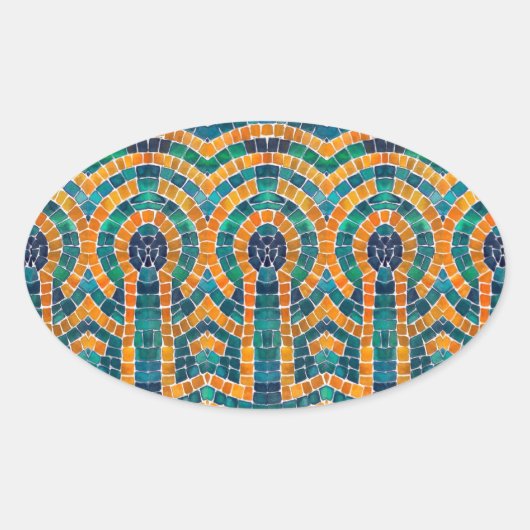 GOUDEN ICONEN MOZAÏEK Ovaal Stickers (Voorkant)