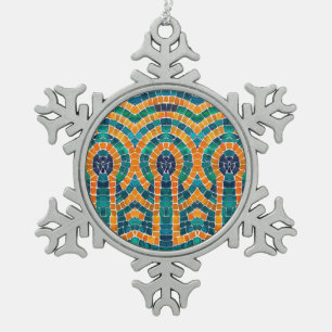GOUDEN ICONEN MOZAÏEK Tin Sneeuwvlok Kerstbal Ornament