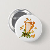 Gouden Ierse harp - Erin Go Bragh Ronde Button 5,7 Cm (Voorkant /achterkant)
