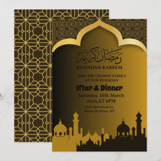 Gouden Iftar-diner Ramadan 2025 1446 Kaart (Voorkant / Achterkant)