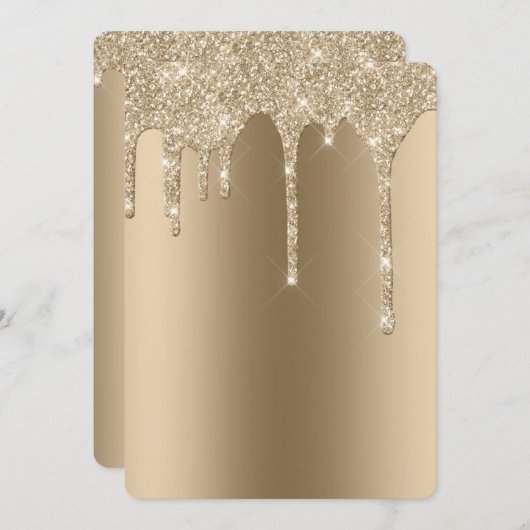 Gouden ijsglitter druppelt zoet zestien kaart (Voorkant / Achterkant)