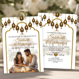 Gouden Indiase huwelijksceremonie Roka Hindu Bolly Kaart
