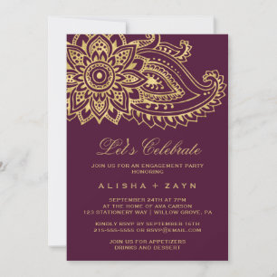 Gouden Indiase Paisley Laten we vieren Kaart