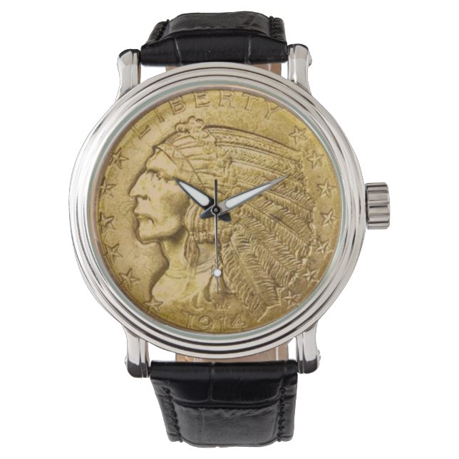  Gouden Indische Hoofdmunt Horloge (Voorkant)