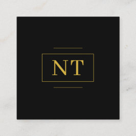 Gouden Initialen Border Monogram Minimalistisch Zw Vierkante Visitekaartje