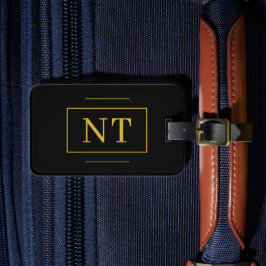 Gouden Initialen Monogram Zwart Bagagelabel