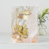 Gouden inkt marmeren werveling octopus strand them kaart (Staand voorkant)