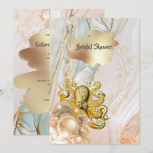 Gouden inkt marmeren werveling octopus strand them kaart