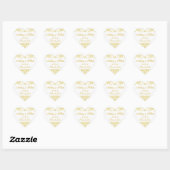Gouden Ivoor Damask Trouwgunst Hart Sticker (Vel)