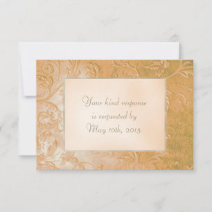 Gouden Jade Herfst Bloemen Border Wedding RSVP Kaartje