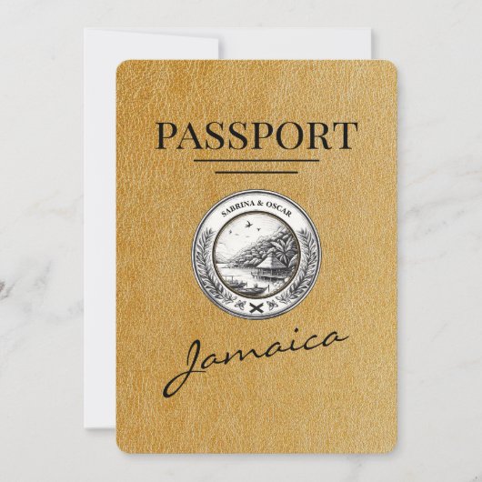 Gouden Jamaica paspoort Bewaar de datum Save The Date (Voorkant)
