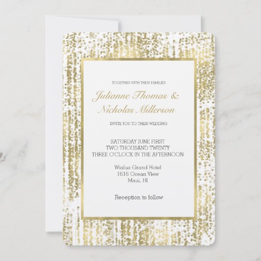 Gouden Jewel Bokeh Abstracte bruiloft Kaart (Voorkant)