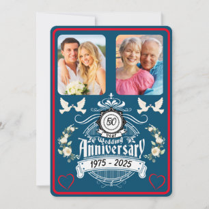 Gouden Jubileum 50e Jubileum 2 Fotouitnodiging Feestdagenkaart