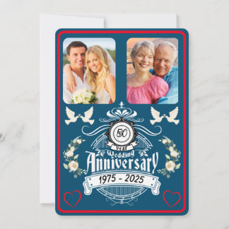 Gouden Jubileum 50e Jubileum 2 Fotouitnodiging Feestdagenkaart