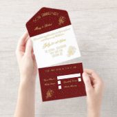 Gouden Jubileum - Bourgogne en Goud All In One Uitnodiging (Uittrekbaar)