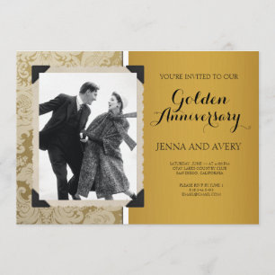 Gouden Jubileum Uitnodiging Damast