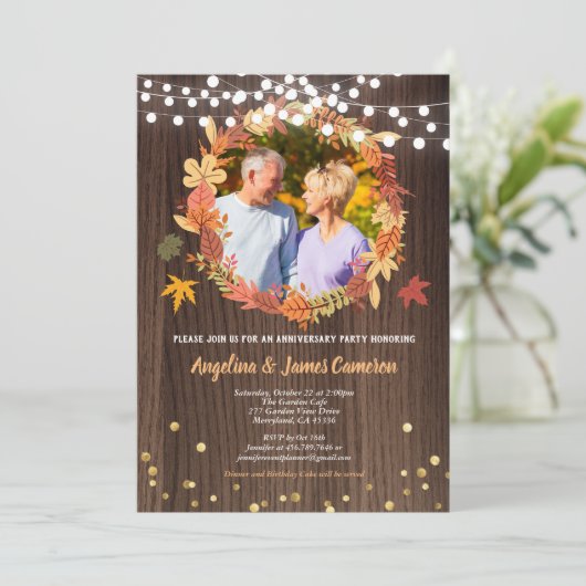 Gouden jubileumfoto nodigen Thanksgiving rustiek u Kaart (Staand voorkant)