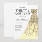 Gouden jurk 30ste verjaardag kaart (Voorkant / Achterkant)