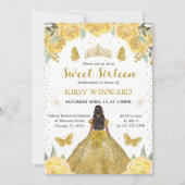 Gouden Jurk Donkere Huid Prinses Sweet 16 Kaart (Voorkant)