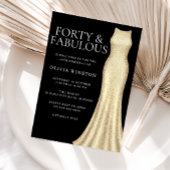 Gouden jurk en zwarte vrouwen 40e verjaardagsfeest kaart