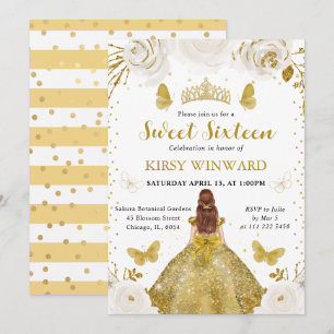 Gouden Jurk Rode Haren Prinses Sweet 16 Kaart