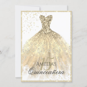 Gouden jurk Sparkle 15th Quinceanera Kaart