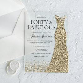 Gouden jurk vrouwen 40ste verjaardag partij acryl uitnodigingen