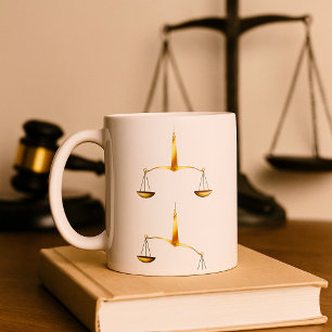 Gouden Justitia-weegschaal Evenwichtig vs Onevenwi Koffiemok