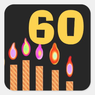 Gouden kaarsen 60e verjaardag vierkante sticker