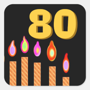 Gouden kaarsen 80ste verjaardag vierkante sticker