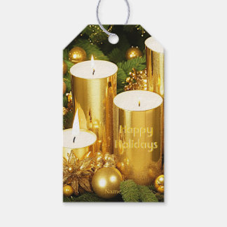 Gouden Kaarsen Kerst Vakantie Cadeaubijsluiter Cadeaulabel