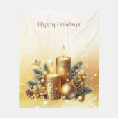 Gouden Kaarsen Kerstvakantie Fleece Deken (Voorkant)
