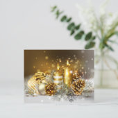 Gouden kaarsen Vrolijke kerstvakantie Feestdagenkaart (Staand voorkant)
