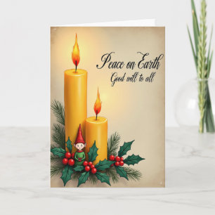 Gouden Kaarsgloed Kerstkaart Kaart