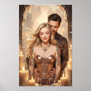 Gouden Kaarsverlichte Romantische Reverie Poster
