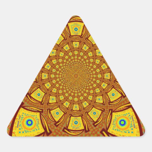 Gouden Kaleidoscoop Art Print Driehoek Sticker (Voorkant)