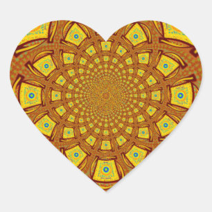 Gouden Kaleidoscoop Art Print Hart Sticker
