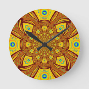 Gouden Kaleidoscoop Art Print Ronde Klok