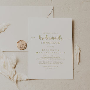 Gouden Kalligrafie Bruidsmeisjes Luncheon Douche Kaart