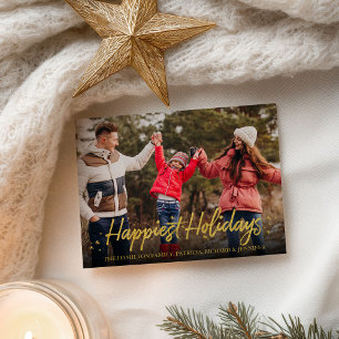 Gouden kalligrafie foto prettig kerstfeest briefkaart