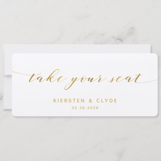 Gouden kalligrafie Huwelijk Neem uw plaats Topkaar Kaart (Achterkant)