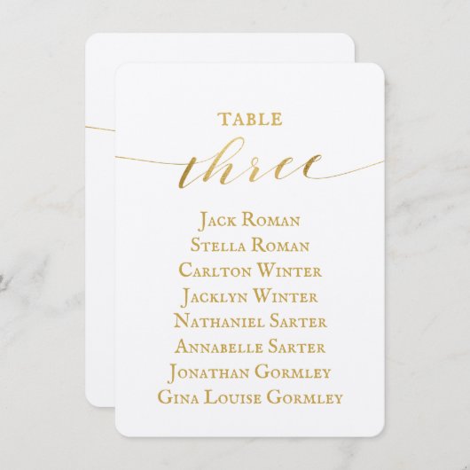 Gouden kalligrafie huwelijksstoelindeling kaart (Voorkant / Achterkant)