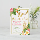 Gouden Kalligrafie Luau Verjaardag Uitnodiging (Staand voorkant)