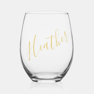 Gouden kalligrafie naam aangepaste bruidsmeisje ca wijnglas zonder voet