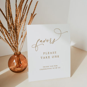 Gouden kalligrafie Script bruiloft gunsten teken Reclamebord Met Voetstuk