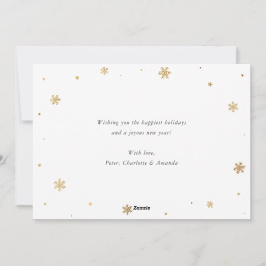 Gouden Kalligrafie Sneeuwvlok Foto Vrolijk Kerstfe Feestdagenkaart (Achterkant)
