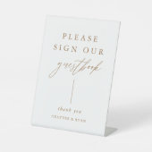 Gouden kalligrafie, teken alstublieft ons gastenbo reclamebord met voetstuk (Voorkant)