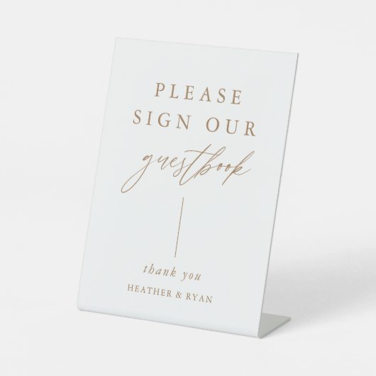 Gouden kalligrafie, teken alstublieft ons gastenbo reclamebord met voetstuk (Voorkant)