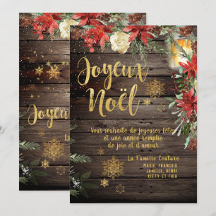 Gouden Kalligrafie Woodland Franse Joyeux Noel Kaa Kaart