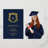 gouden kam | Elegant Afstuderen Bedankt Gold Folie Uitnodiging (Voorkant)